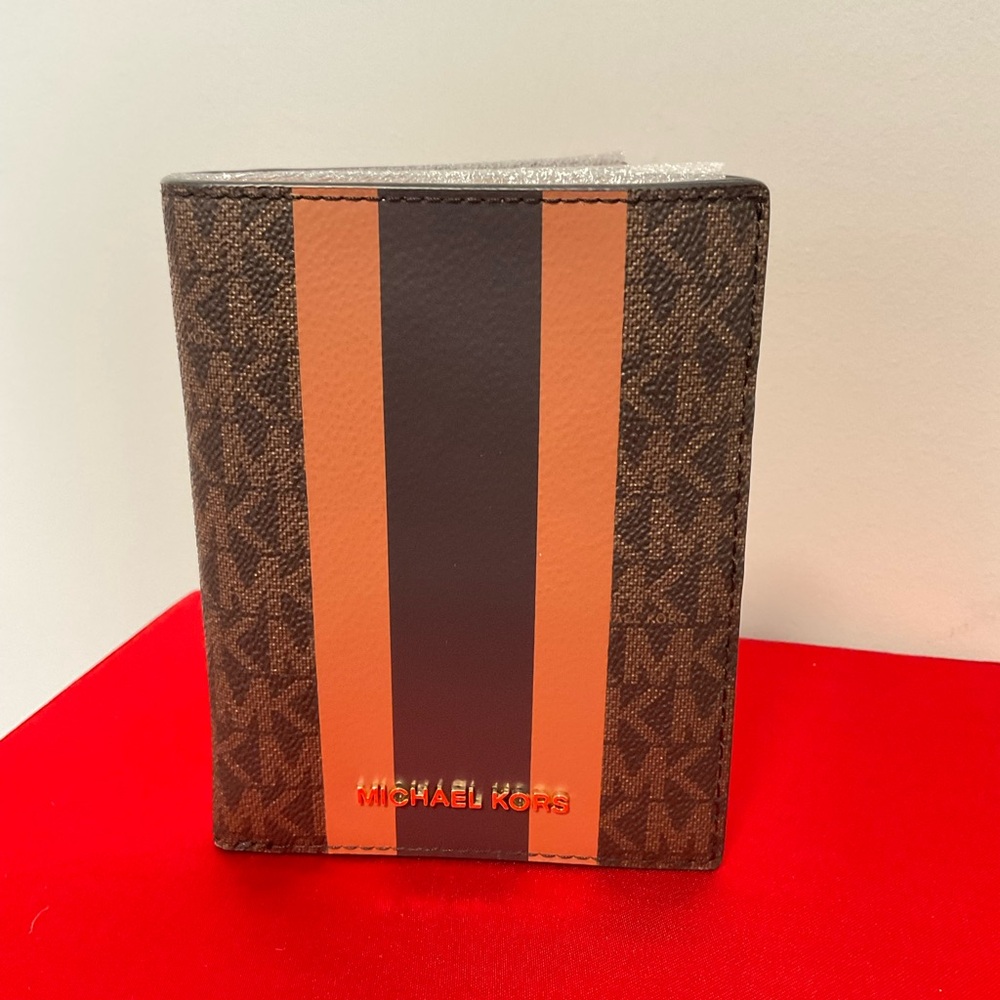 Michael Kors Bedford Brown and Orange Passport Cover